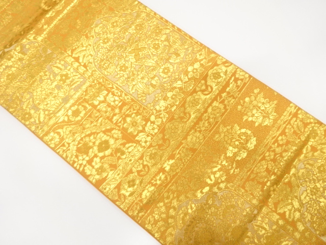 JAPANESE FUKURO OBI / WOVEN FLOWER & BIRD & SARASA